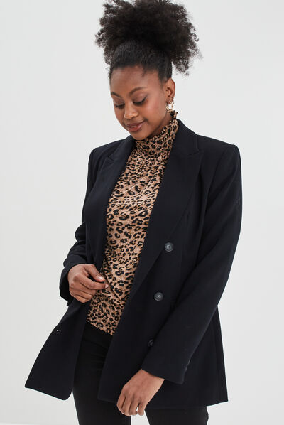 Veste blazer à boutons doublée noir femme