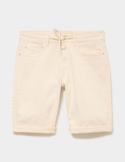 Bermuda en jean straight 5 poches ecru homme