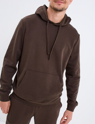 Sweat molleton à capuche hoodie marron foncé homme