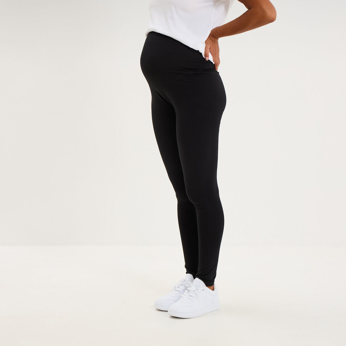 Legging grossesse en coton noir femme maternit&eacute;