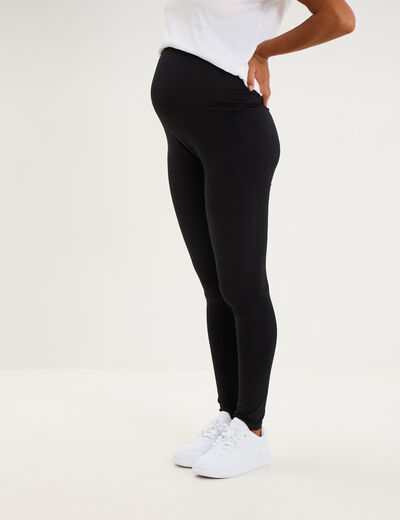 Legging grossesse en coton noir femme maternit&eacute;