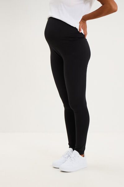 Legging grossesse en coton noir femme maternit&eacute;