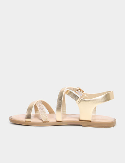 Sandales à brides croisées jaune or fille