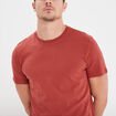 T-shirt droit en coton manches courtes rouge fonc&eacute; homme