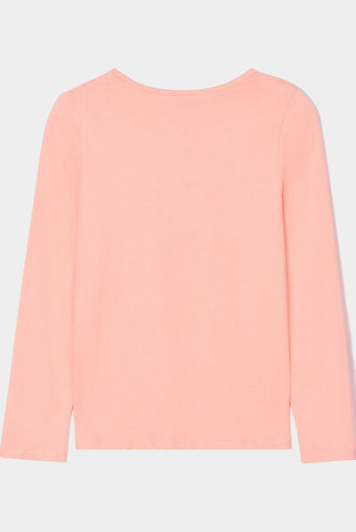 Ensemble pyjama pantalon resserré chat orange corail fille
