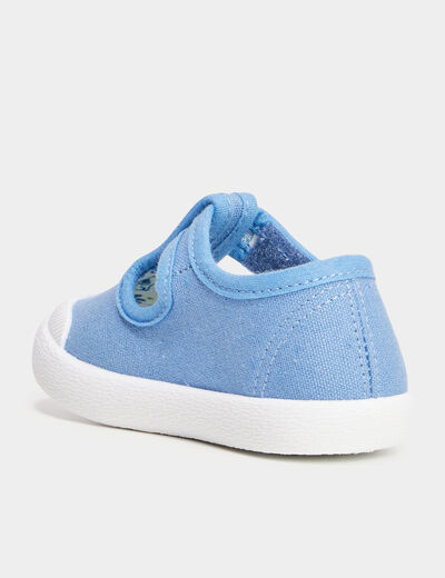 Chaussures salomé en toile à scratchs bleu bébé garçon