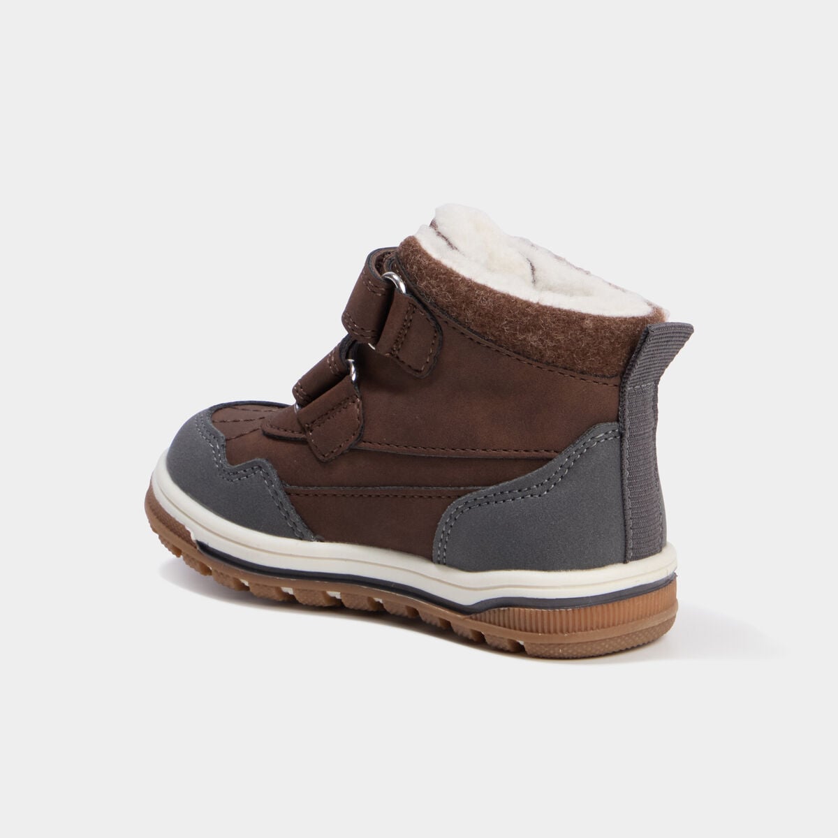 Bottines fourr&eacute;es bout rond Trappeur marron b&eacute;b&eacute; gar&ccedil;on