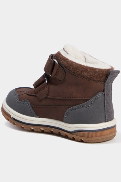 Bottines fourr&eacute;es bout rond Trappeur marron b&eacute;b&eacute; gar&ccedil;on