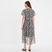 Robe longue évasée col cache-coeur noir femme