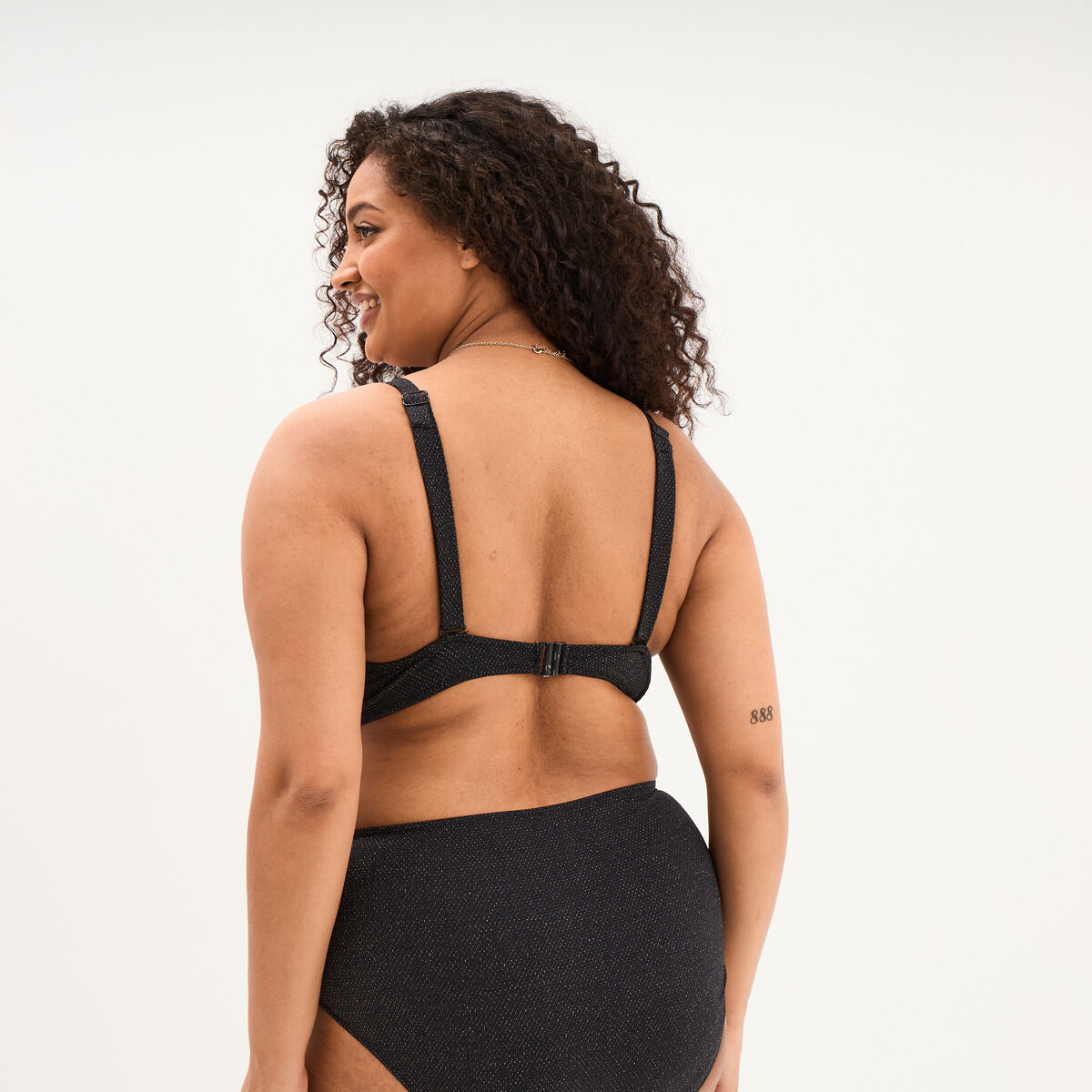 Haut de maillot de bain corbeille noir femme grande taille