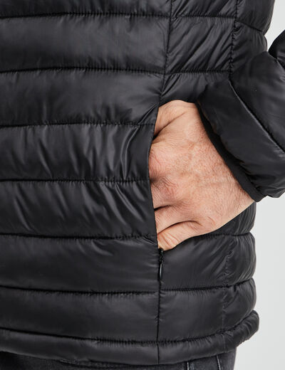 Doudoune droite légère col montant noir homme