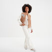 T-shirt coton col rond manches courtes beige femme