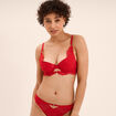 Soutien-gorge foulard dentelle et strass rouge femme