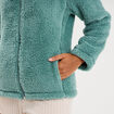Veste effet polaire col montant bleu gris femme