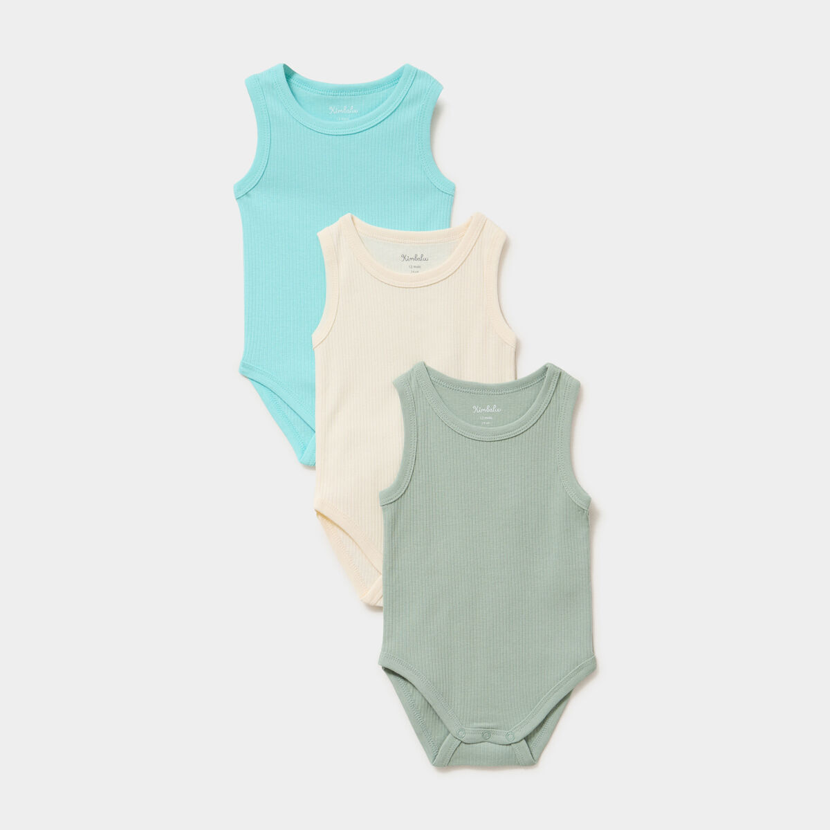 Lot 3 bodies coton c&ocirc;tel&eacute; sans manches vert kaki b&eacute;b&eacute;