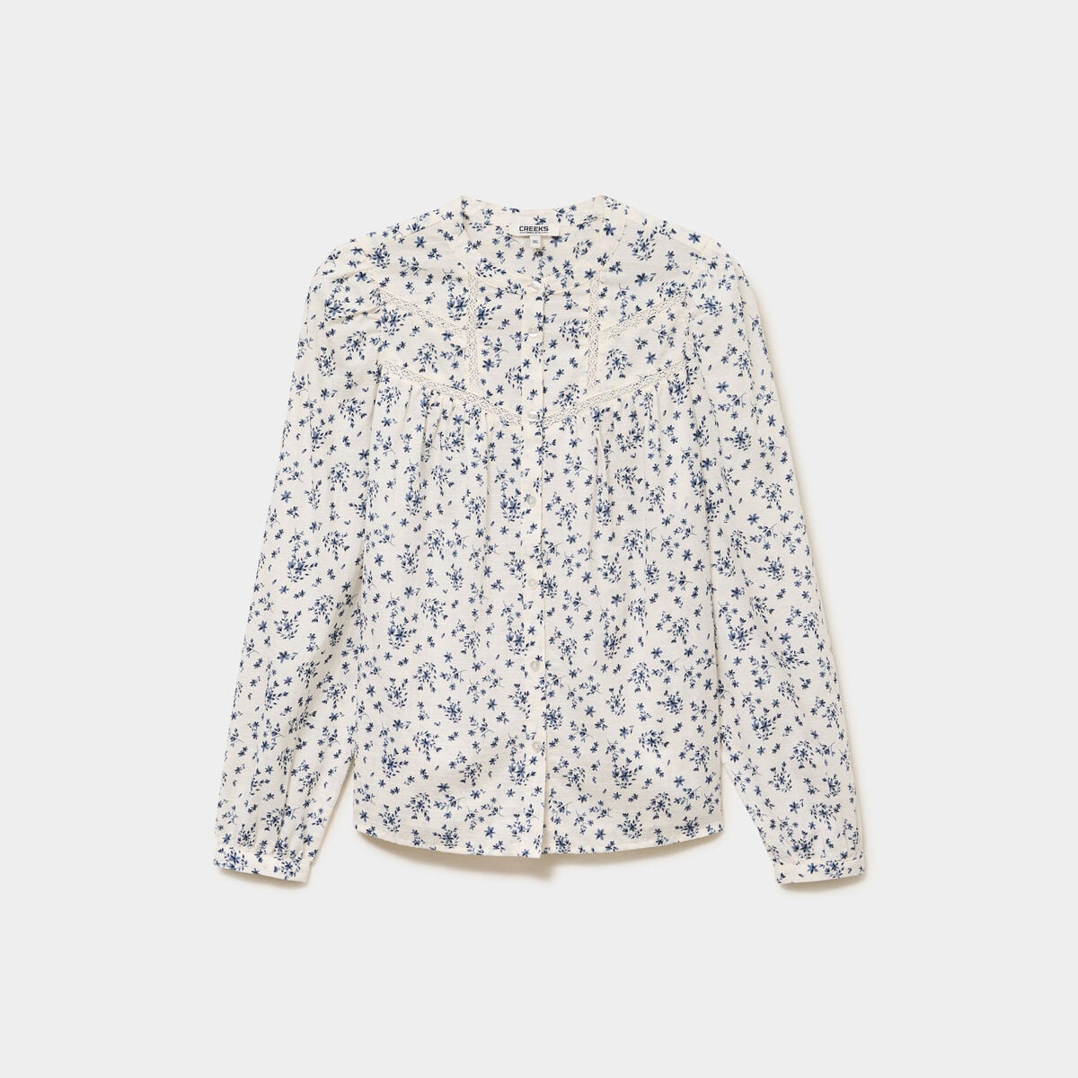 Blouse droite manches longues coton ecru femme
