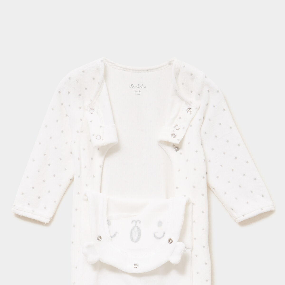 Dors-bien manches longues boutonn&eacute; blanc b&eacute;b&eacute;