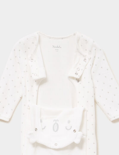 Dors-bien manches longues boutonn&eacute; blanc b&eacute;b&eacute;