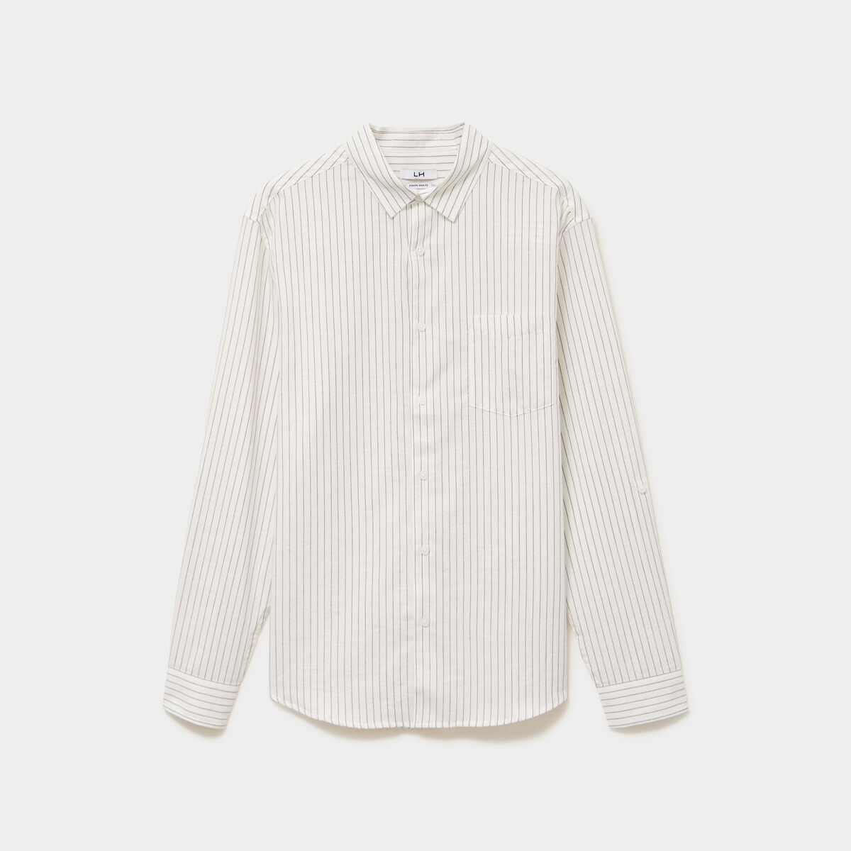 Chemise manches longues coton beige homme