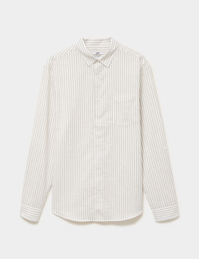 Chemise manches longues coton beige homme