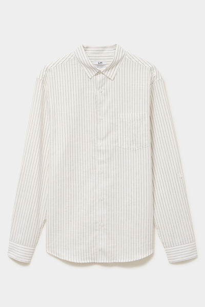 Chemise manches longues coton beige homme