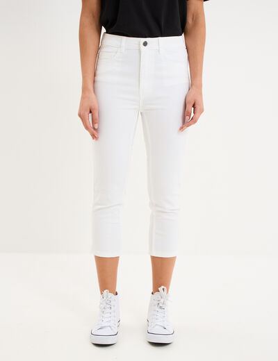 Pantacourt slim twill 5 poches blanc femme
