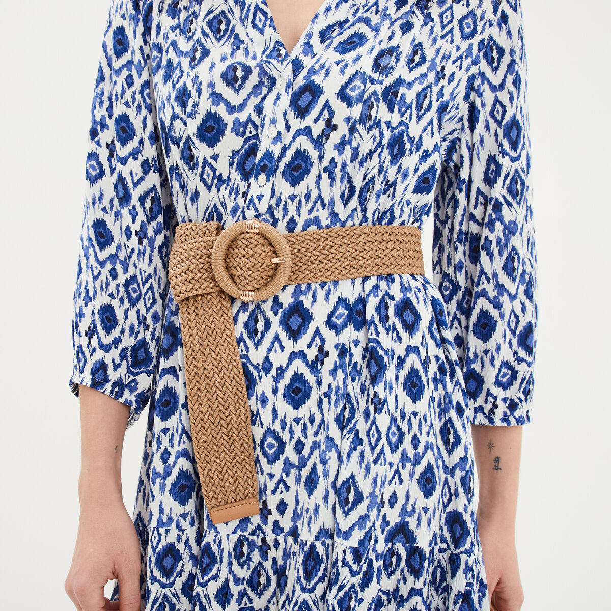 Ceinture tress&eacute;e sable femme