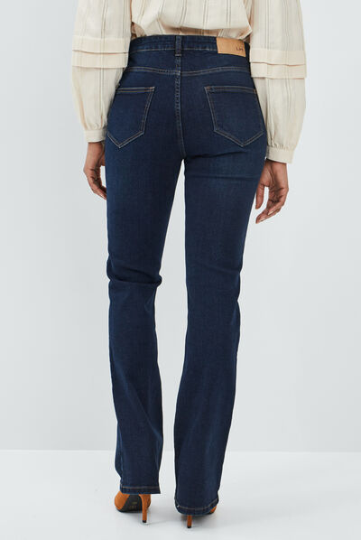 Jeans bootcut taille haute denim brut femme