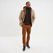Pull col roul&eacute; manches longues marron fonc&eacute; homme