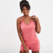 Ensemble pyjama short et d&eacute;bardeur rose vif femme