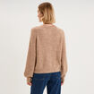 Gilet cardigan col rond boutonn&eacute; beige femme