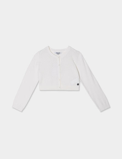 Gilet manches longues ivoire fille
