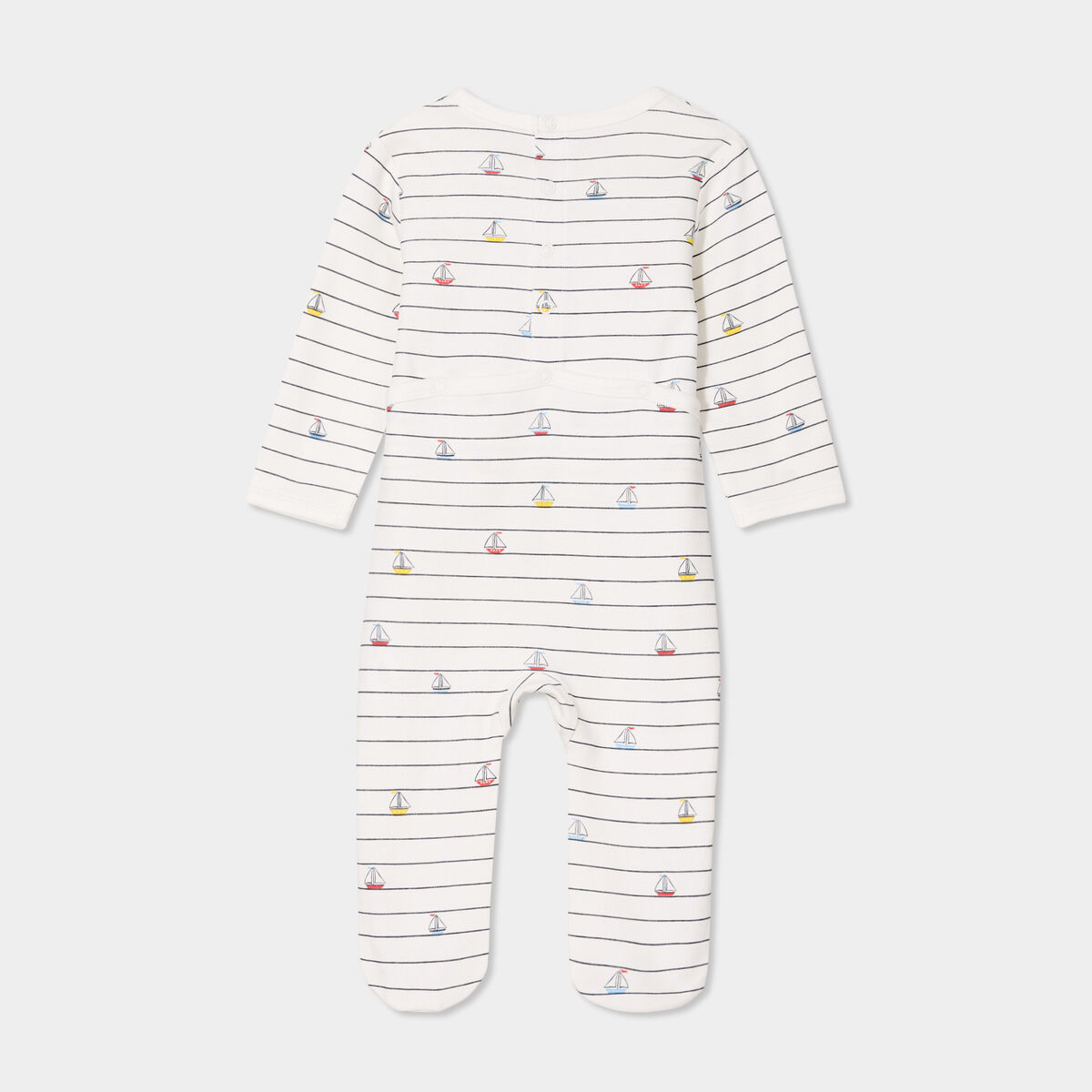 Dors-bien coton manches longues boutonné ecru bébé garçon