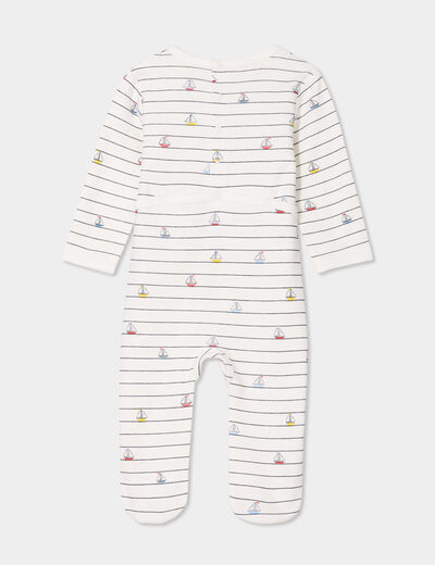Dors-bien coton manches longues boutonné ecru bébé garçon