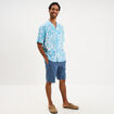 Chemise l&eacute;g&egrave;re textur&eacute;e manches courtes bleu turquoise homme
