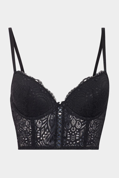 Bustier corbeille padde en dentelle noir femme