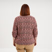 Blouse col tunisien manches 3/4 fluide marron chocolat femme grande taille