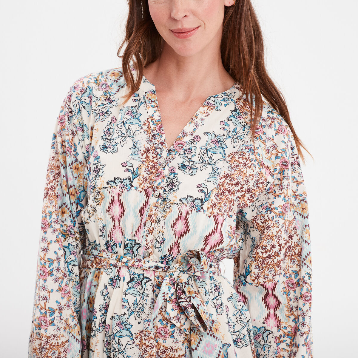 Robe fluide manches ballons coton Creeks ecru femme