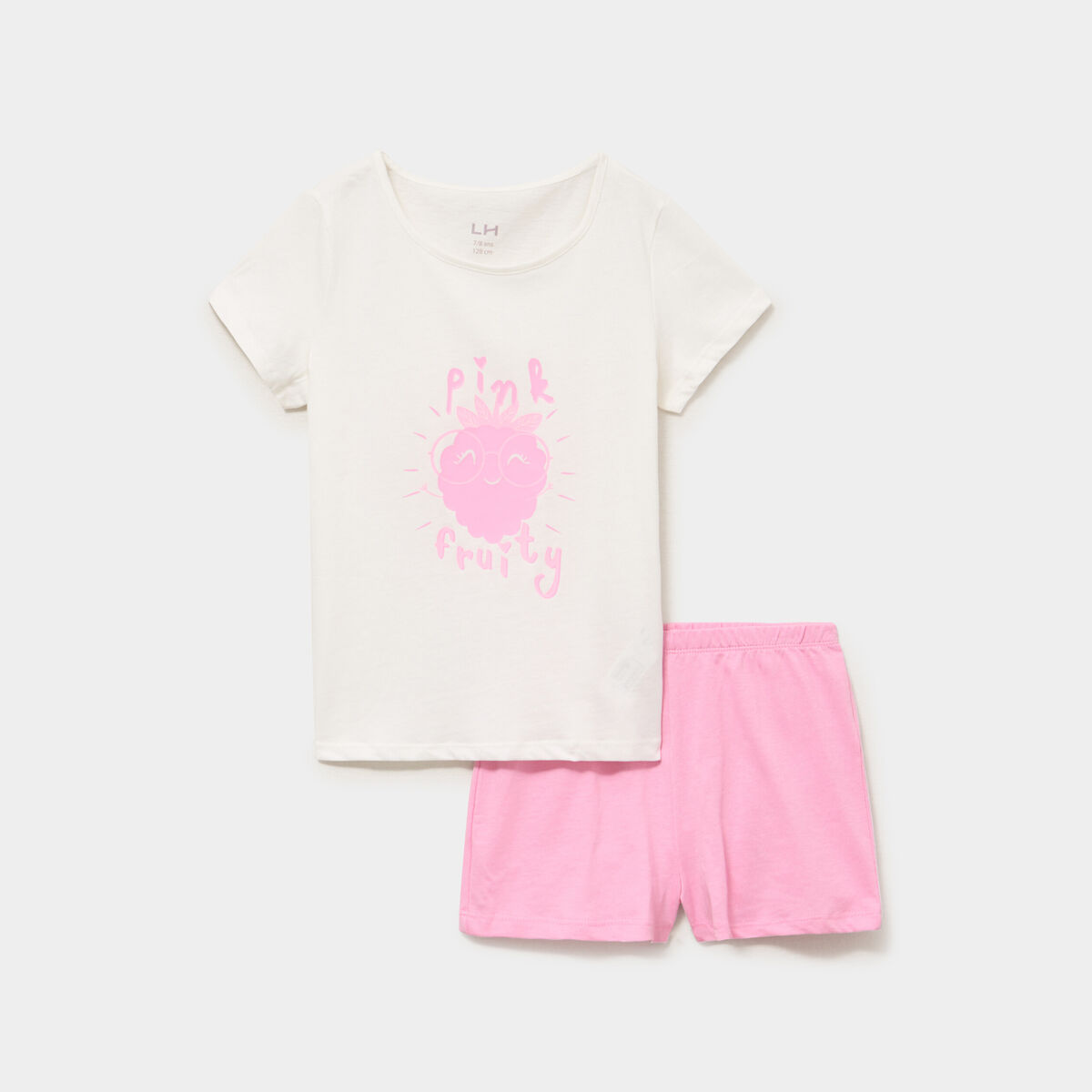 Ensemble pyjama short et t-shirt coton blanc fille