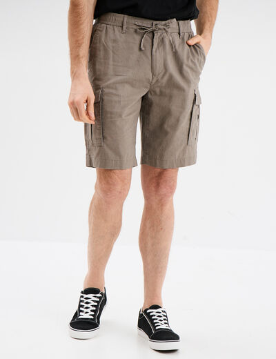 Bermuda cargo en lin mélangé gris homme