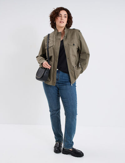D&eacute;bardeur ajust&eacute; sans manches coton noir femme grande taille