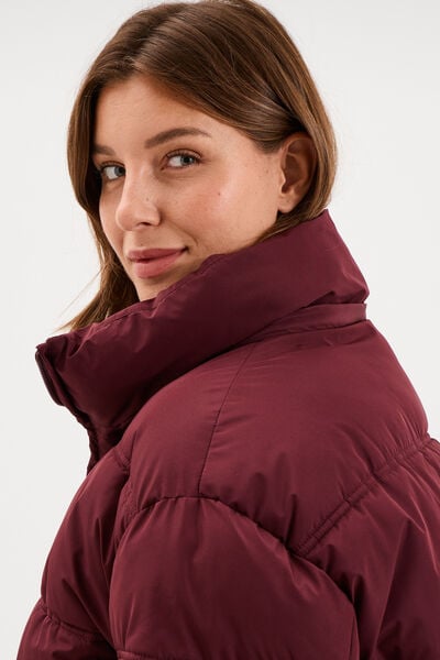 Doudoune &agrave; capuche oversize zipp&eacute;e violet fonc&eacute; femme grande taille