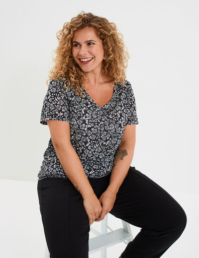 T-shirt manches courtes noir femme grande taille