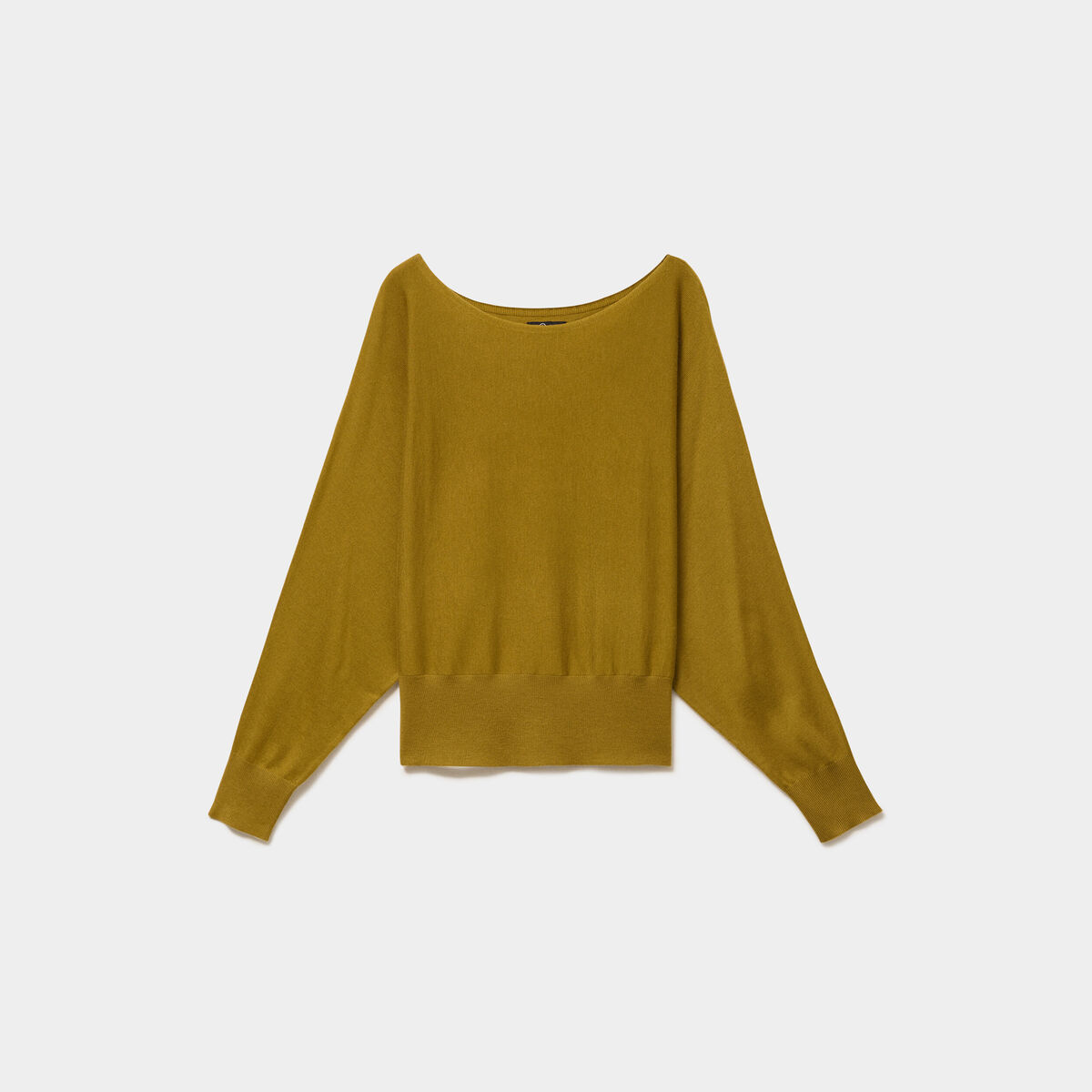 Pull encolure bateau manches longues vert olive femme