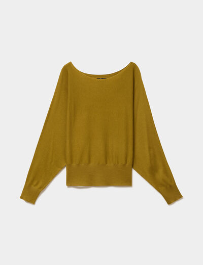 Pull encolure bateau manches longues vert olive femme