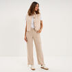 Pantalon cargo taille &eacute;lastiqu&eacute;e lyocell beige femme