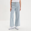 Pantalon flare cropped taille haute blanc femme