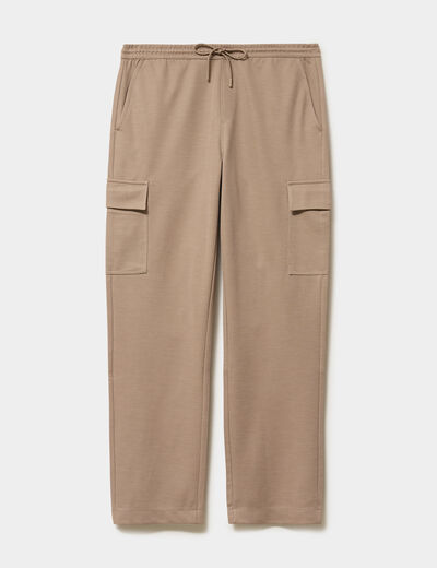 Pantalon cargo taille &eacute;lastiqu&eacute;e taupe homme