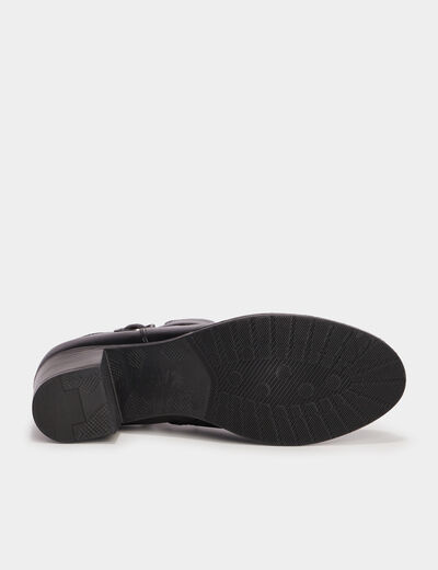 Bottines avec boucles en cuir noir femme