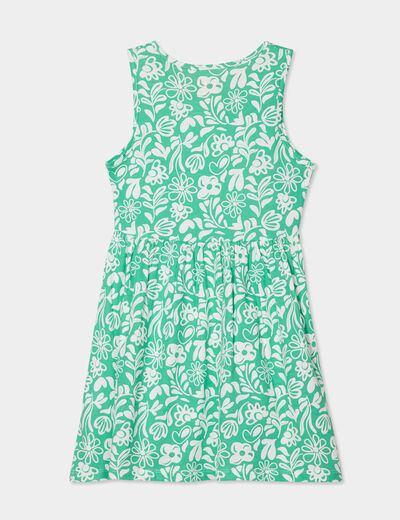 Robe patineuse sans manches coton vert fille